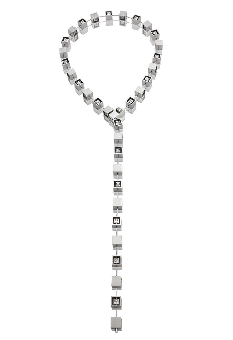 Top view of Squared Necklace, designed & made by Irmgard Frauscher.
