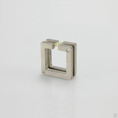 Perspective view of square ring with floating square yellow diamond,one off, designed & made by Mohammed Janbek. 