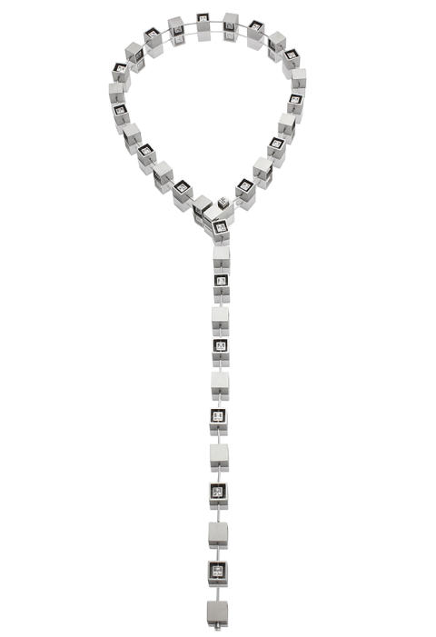 Top view of Squared Necklace, designed & made by Irmgard Frauscher.