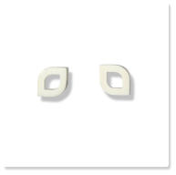 Square-round, silver, ear studs.